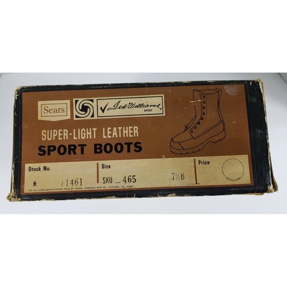 Boston Red Sox Ted Williams Sears Leather Combat Boots Size 7.5 B Rare with Box! - Picture 11 of 12